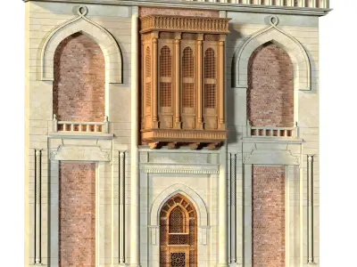 arabic exterior facade element set 804 3D model