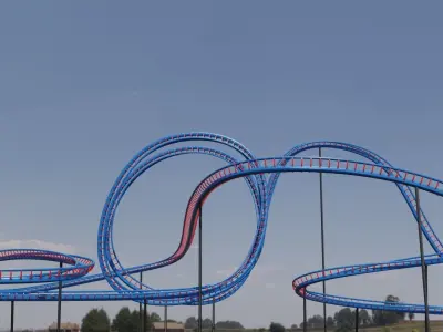 Rollercoaster roller coaster at amusement park Low-poly 3D model