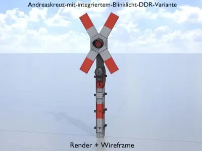 Railway crossing traffic light GDR Version Low-poly 3D model