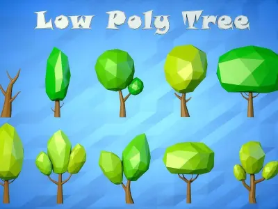 Low Poly Cartoon Tree Pack Low-poly 3D model