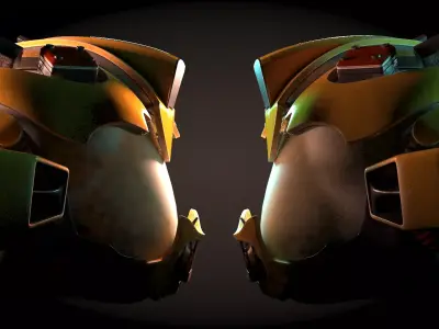 Yellowish Tech Helmet 3D model