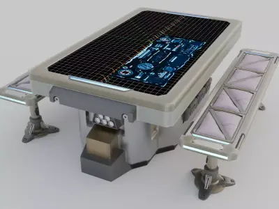 Science Fiction Table and Bench 3D model