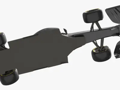  Open-Wheel Aerodynamic Race Car with Sponsor Logos Black Rigged 