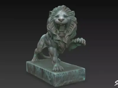 Lion Statue V24 Low-poly 3D model