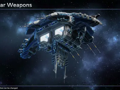 Verdun Space Battle Station Low-poly 3D model