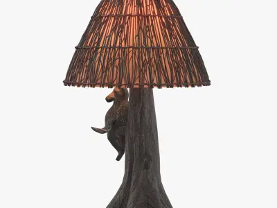 Twig Shade Bear Design Table Lamp PBR 3D model