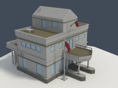 Low Poly Consulate Building Low-poly 3D model