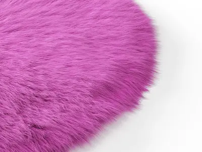 Round Pink Sheepskin Rug 3D model