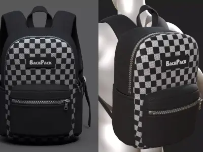 Backpack bag baggage Color 3d pockets  Low-poly 3D model