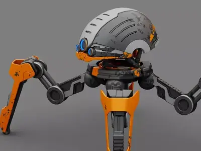 Spider Droid Combat rigged - animated character 3D model