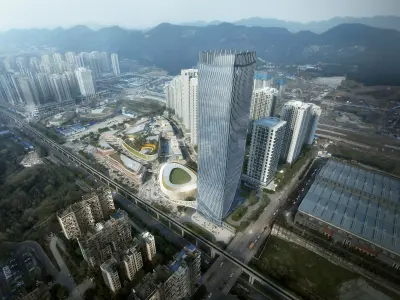 Contemporary Cityscape Residential Towers with Landmark 3D model