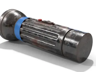 Old Metal Flashlight Low-poly 3D model