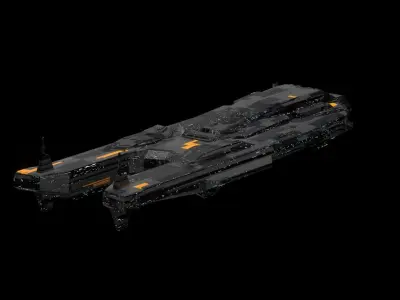 sleek spaceship corvette sci fi detailed low poly 3D Low-poly 3D model