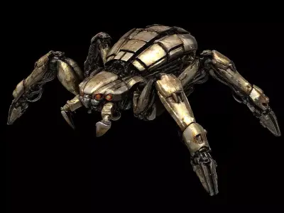 Mechanical Spider Post Apocalyptic Mech Creature Highpoly Game 3D print model