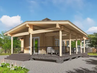 3D model of a wooden house 3D model 9