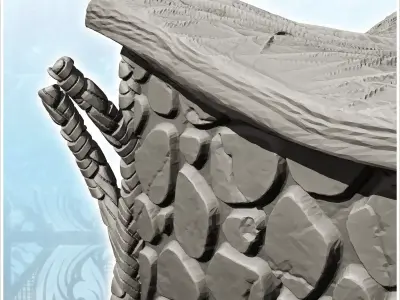 Square building with wave roof and stone walls 26 - Medieval Got 3D print model