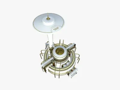 SciFi Facility D11 Golden - Sci Fi Exterior Design Low-poly 3D model