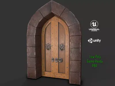Medieval Door-6 Low-poly 3D model