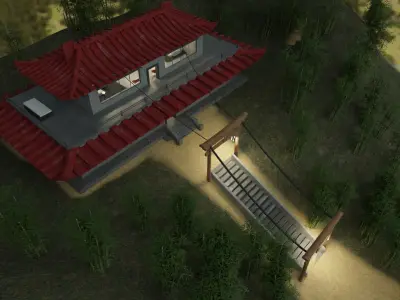 Bamboo sanctuary -VR world Low-poly 3D model Low-poly 3D model