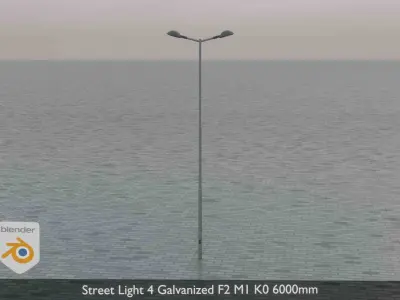 Street Light 4 Galvanized F2 M1 K0 6000mm  Low-poly 3D model