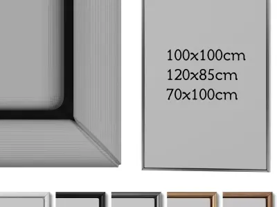 Set of 3 Abstract Paintings in Frames 3D model