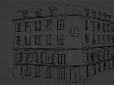 Classic European Building low poly Low-poly 3D model