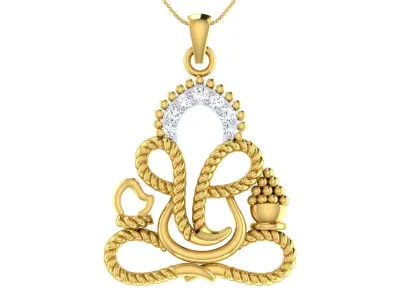 light weight yellow gold  diamond pendent -ZA PN 4234 3D print model