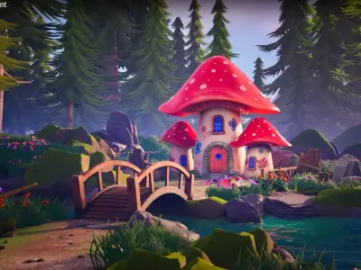 3D Mushroom Environment Low-poly 3D model