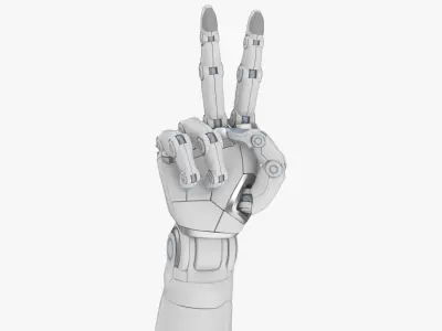 Cyborg arm shows peace 3D model