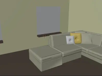 House on an island with interior Low-poly 3D model
