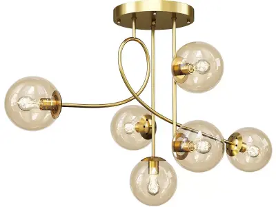 Modern 6 Heads Chandelier Low-poly 3D model