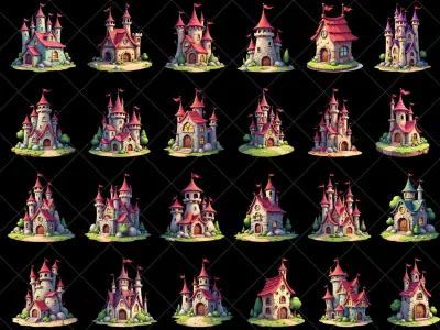 167 Transparent Fantasy Castles and Forts Texture
