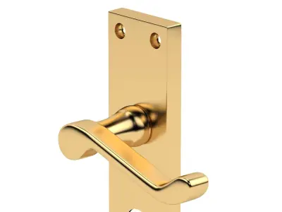 Victorian Scroll Door Handle Brass 3D model