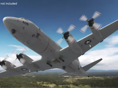  US Navy P3 Orion Anti Submarine Aircraft Flying 