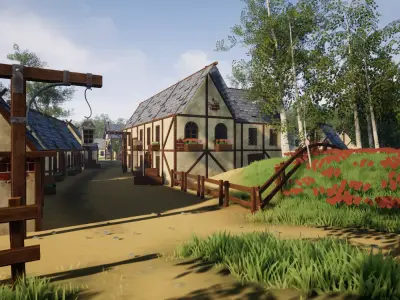 Open World Starter Environment Low-poly 3D model