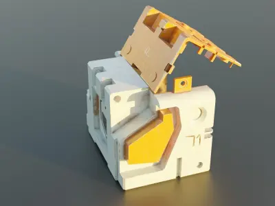 Sci-fi heavy metallic container - game-ready asset Low-poly 3D model