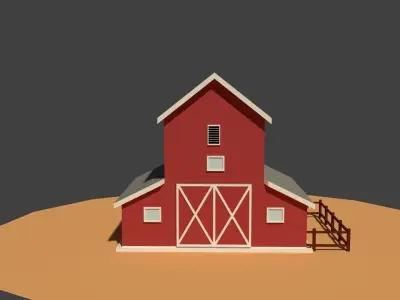 Low Poly Cartoony Granary Low-poly 3D model