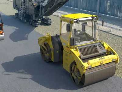 Bomag BW 205 AD4 Articulated Tandem Roller Dusty 3D model