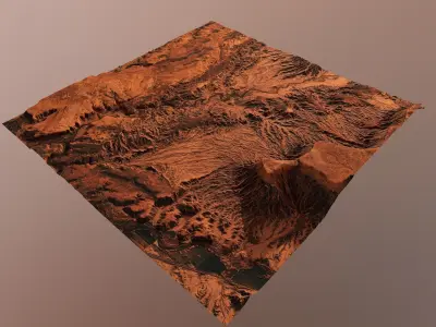 Mars Planet Landscape Desert Terrain Valley 10x10km PBR 01 Low-poly 3D model