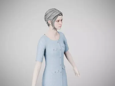 Dress 37 Light Blue Low-poly 3D model