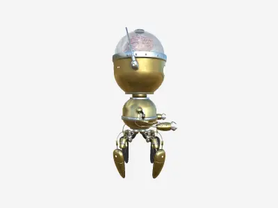 Brain Robot G06 Golden - SciFi Character Design Low-poly 3D model