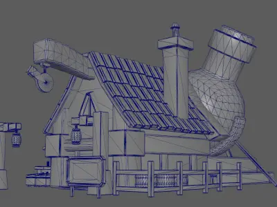 Stylish Magician Alchemists Cabin Low-poly 3D model