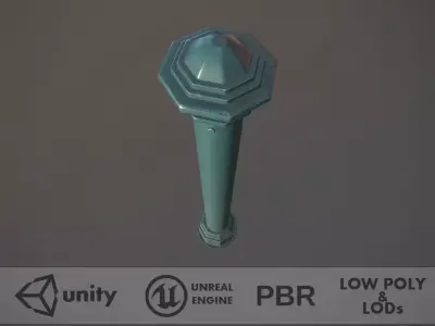 Barrier Bollard pack 3 Green v1 Low-poly 3D model