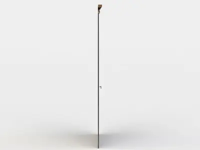 Door metal pole with wooden handle Low-poly 3D model