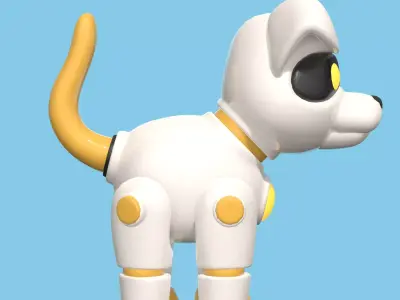 Plastic cute robot dog toy  Low-poly 3D model