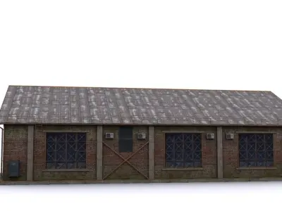 Hangar brick building Low-poly 3D model by sobul