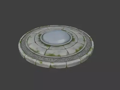 Ancient Stone Ritual Disc Low-poly 3D model