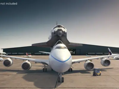  Boeing 747 with Space Shuttle on Connection Frame 
