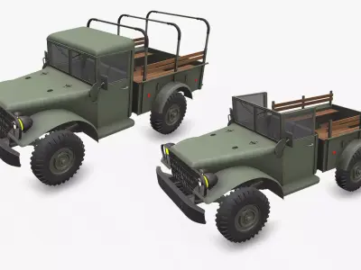 WW2 Military Light Utility Transport Truck Low-poly PBR Low-poly 3D model