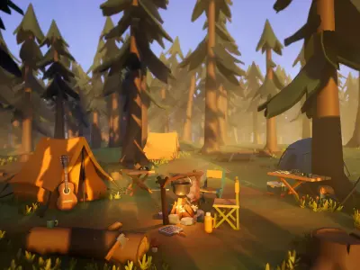 Stylized Camping Pack Low-poly 3D model